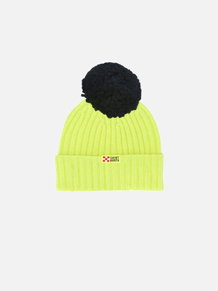Kid's fluo yellow hat with off piste embroidery - MC2 Saint Barth
