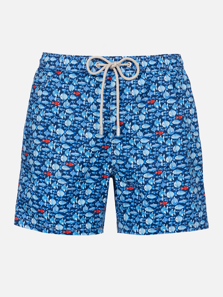 Comfort Light classic stretch swim shorts with fishes print - MC2 Saint Barth