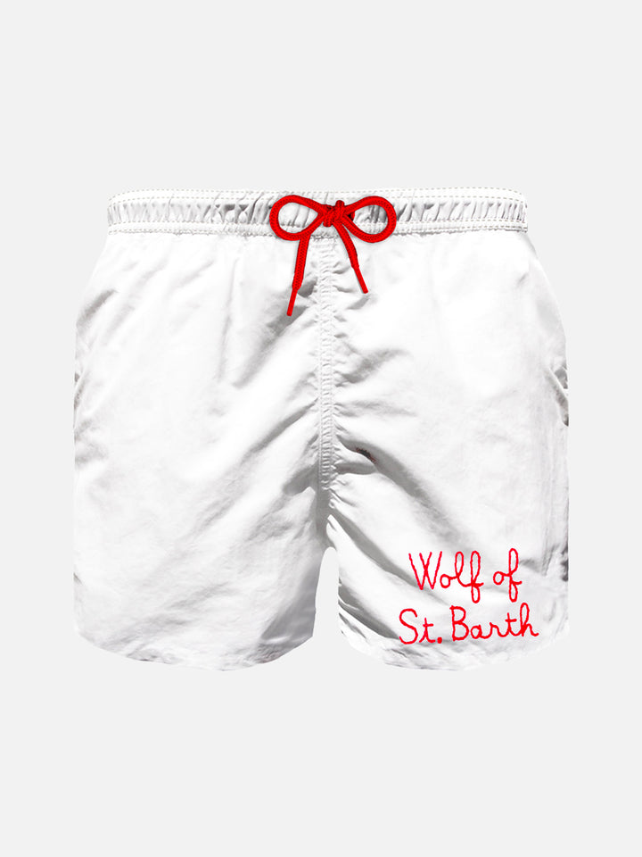 Boy swim shorts with Wolf of St. Barth embroidery - MC2 Saint Barth