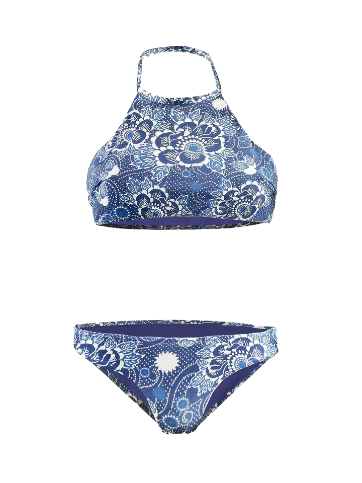 High Neck Bikini Denim Leaves - MC2 Saint Barth