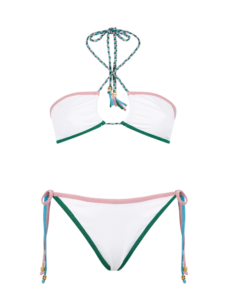 Ribbed bandeau bikini with lurex edges - MC2 Saint Barth