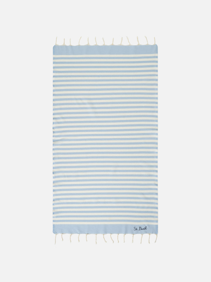 Foutas beach towel with light blue and white stripes