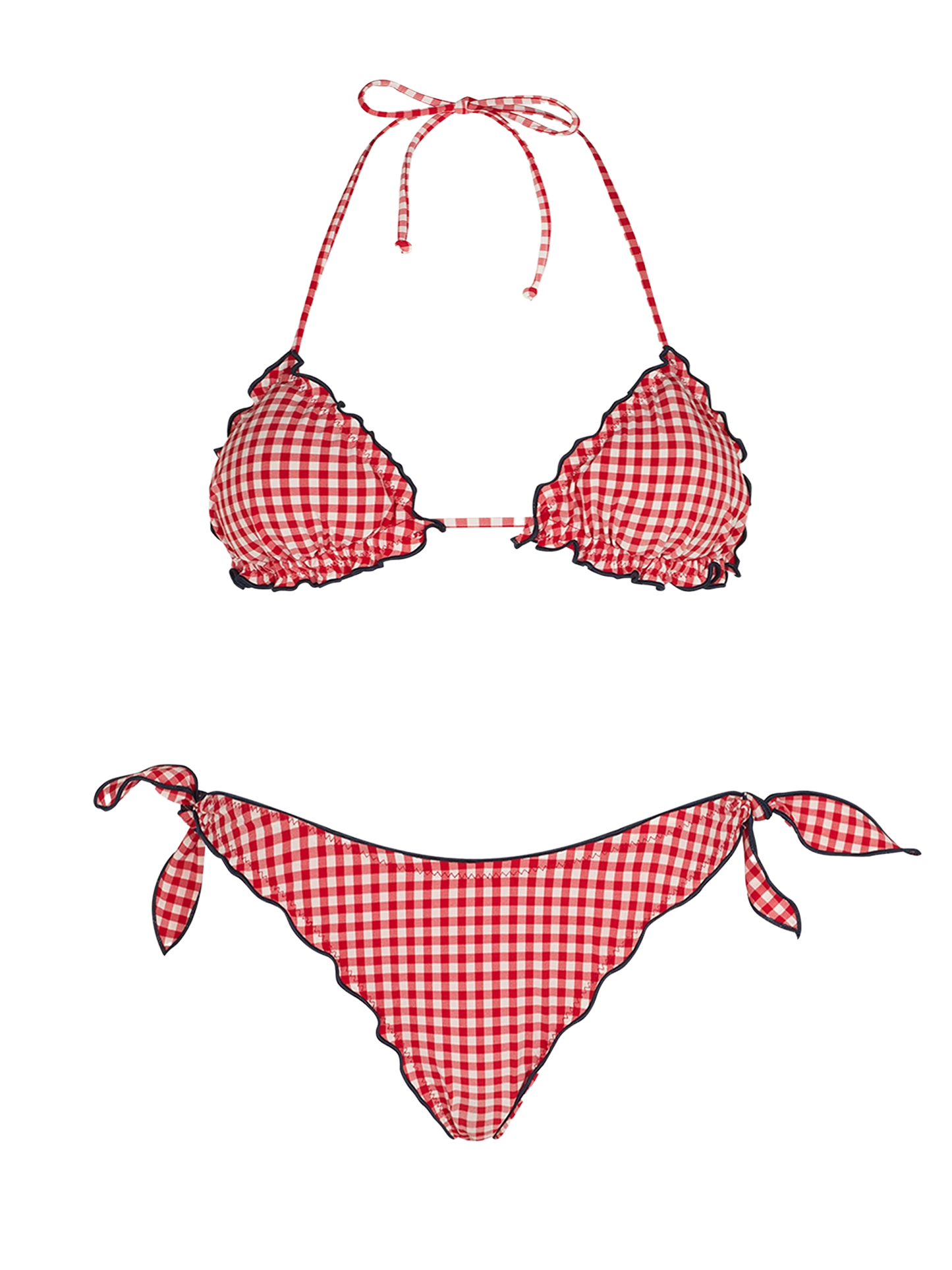 Bikini da donna a triangolo con stampa vichy