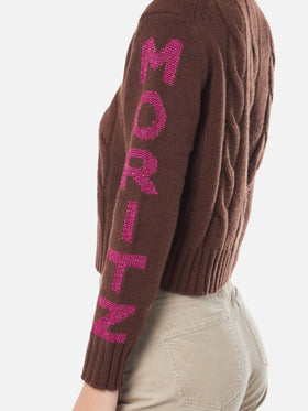 Woman turtleneck braided sweater with Saint Moritz jacquard
