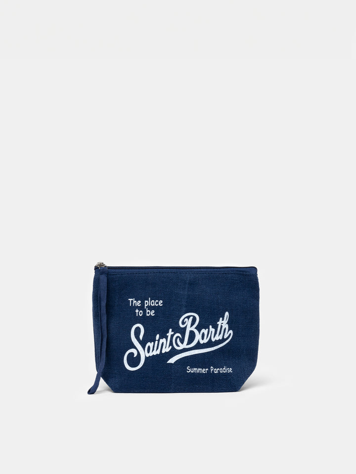 Pochette Aline in lino blu