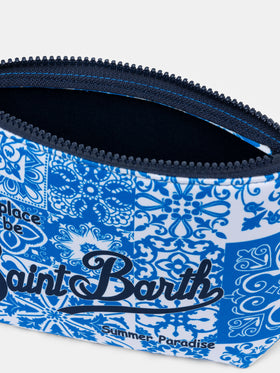 Pochette Scuba Aline con stampa maiolica