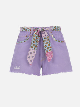 Woman upcycled denim shorts Arizona with patches - MC2 Saint Barth