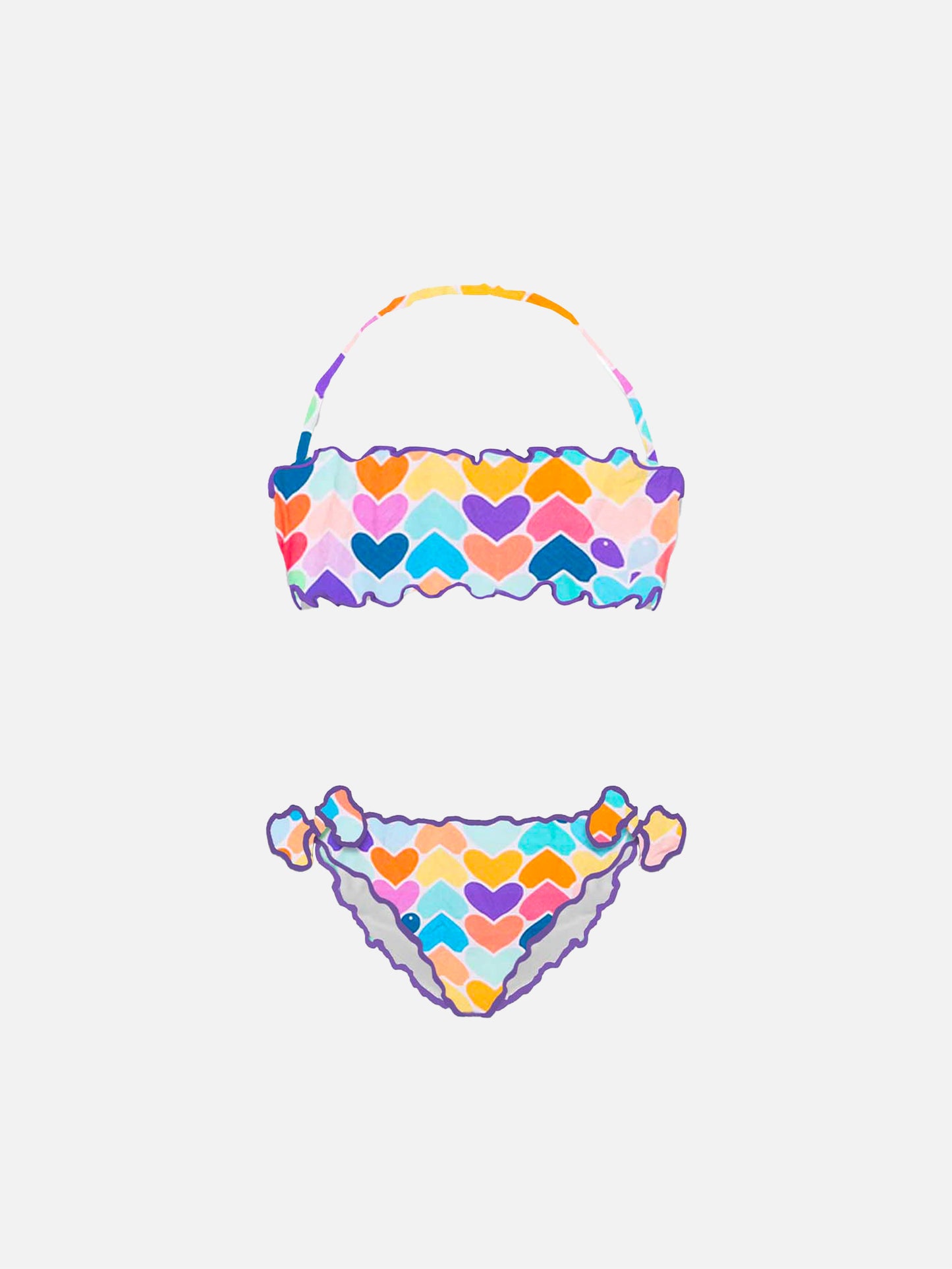Girl bandeau bikini with multicolor hearts print - MC2 Saint Barth