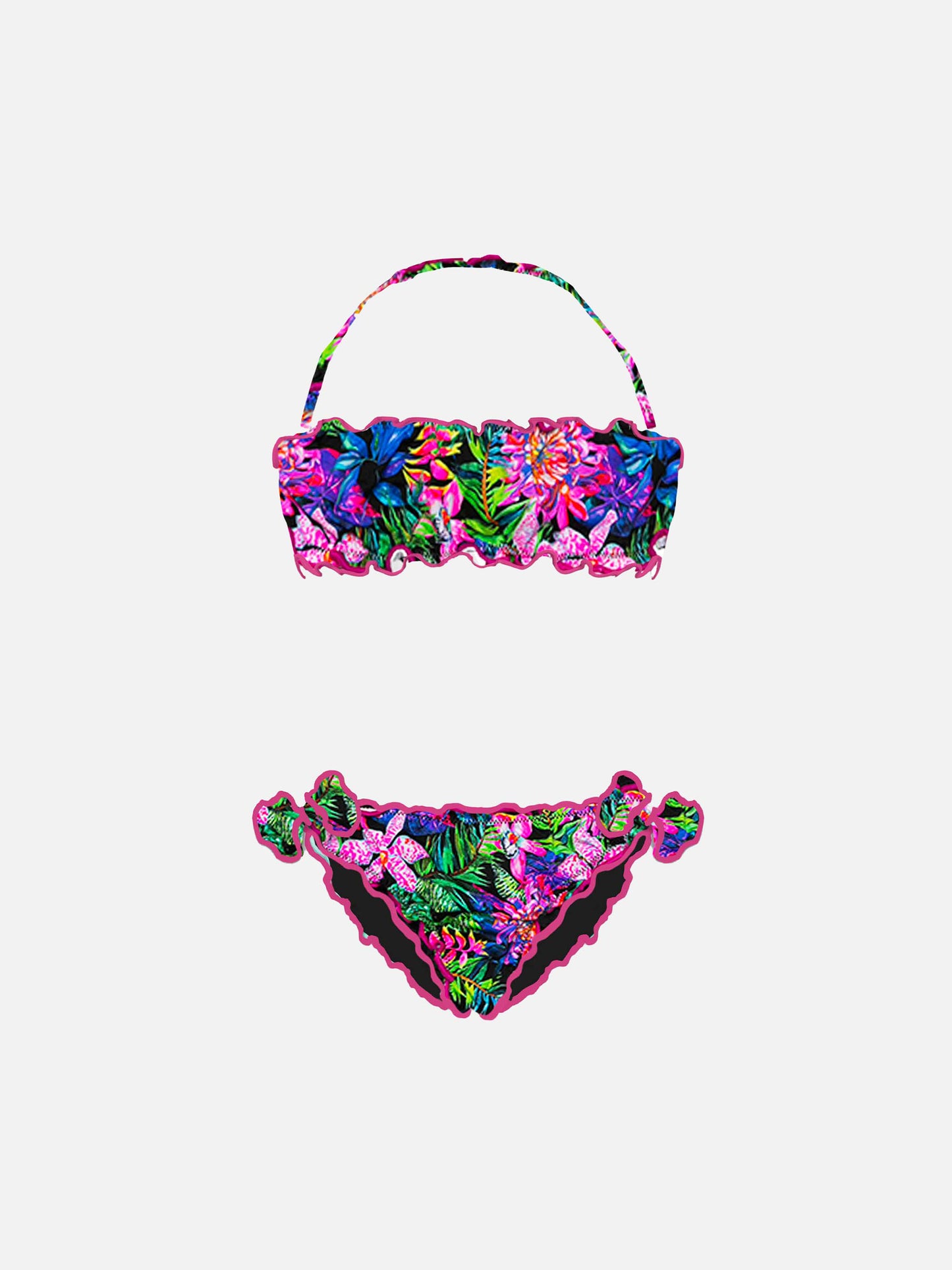 Girl bandeau bikini with flowers print - MC2 Saint Barth