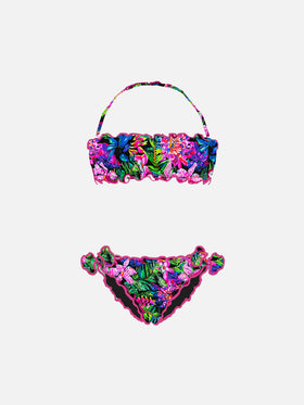 Girl bandeau bikini with flowers print - MC2 Saint Barth