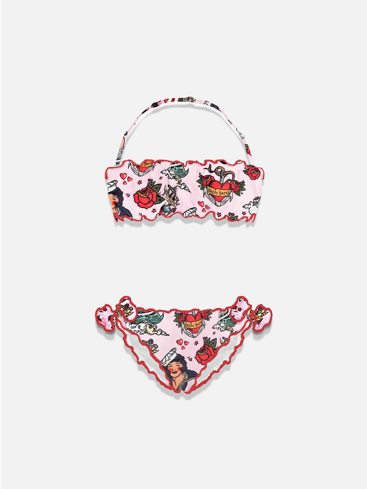 Girl bandeau bikini with mermaid print - MC2 Saint Barth