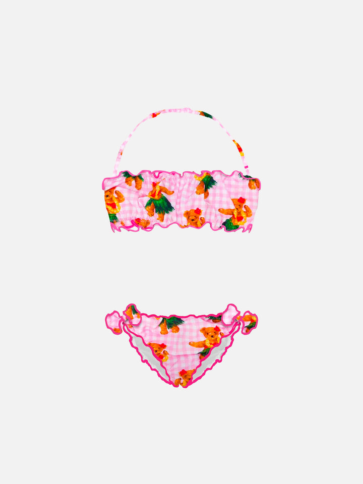 Girl bandeau bikini with hawaian bear print - MC2 Saint Barth