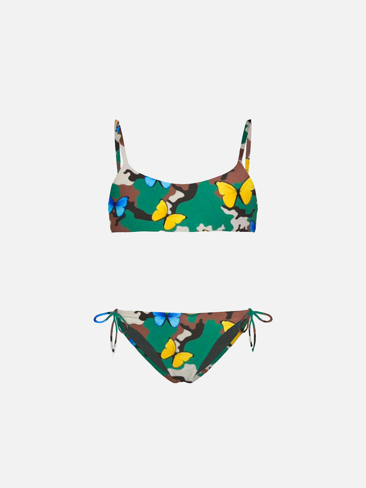 Girl bikini butterfly print on camouflage background - MC2 Saint Barth