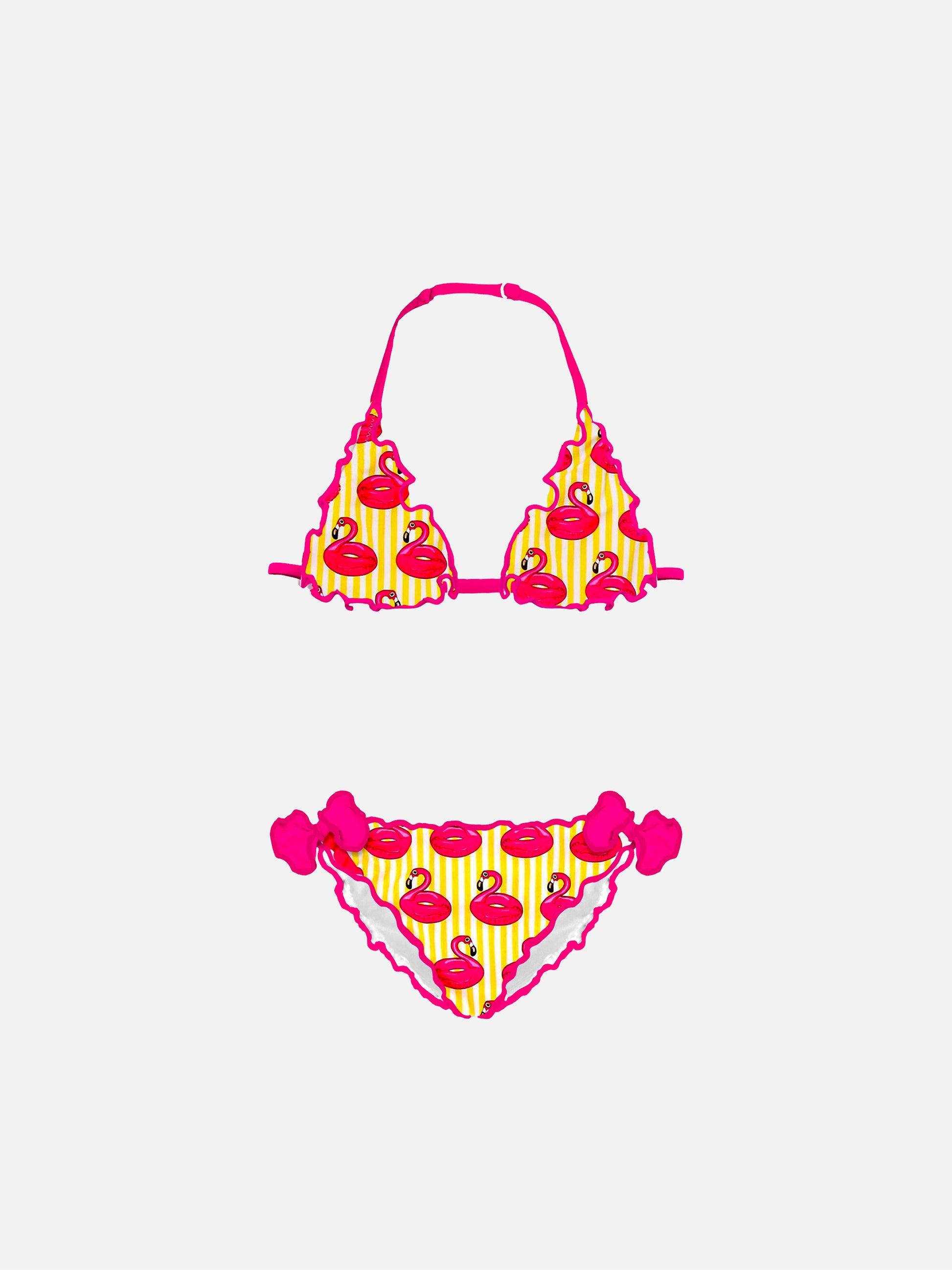 Girl triangle bikini with flamingo print - MC2 Saint Barth