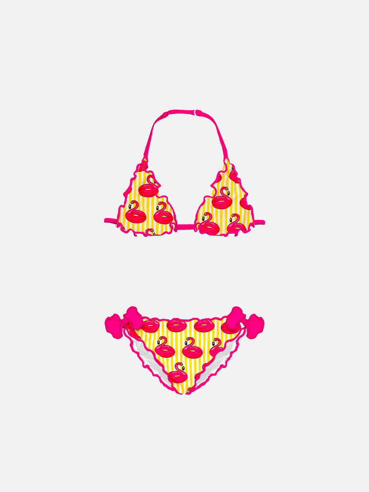 Girl triangle bikini with flamingo print - MC2 Saint Barth