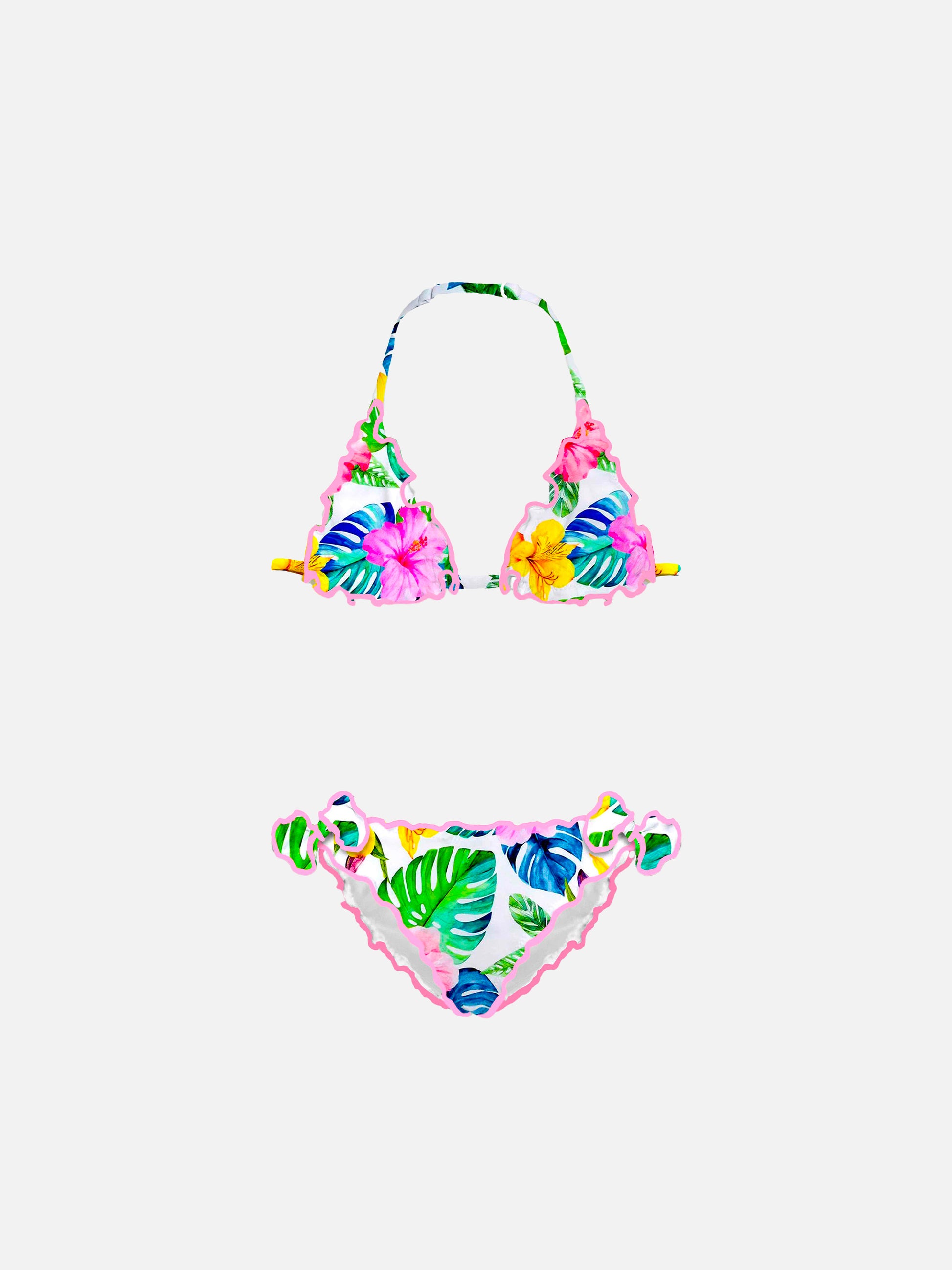 Girl triangle bikini with tropical print - MC2 Saint Barth