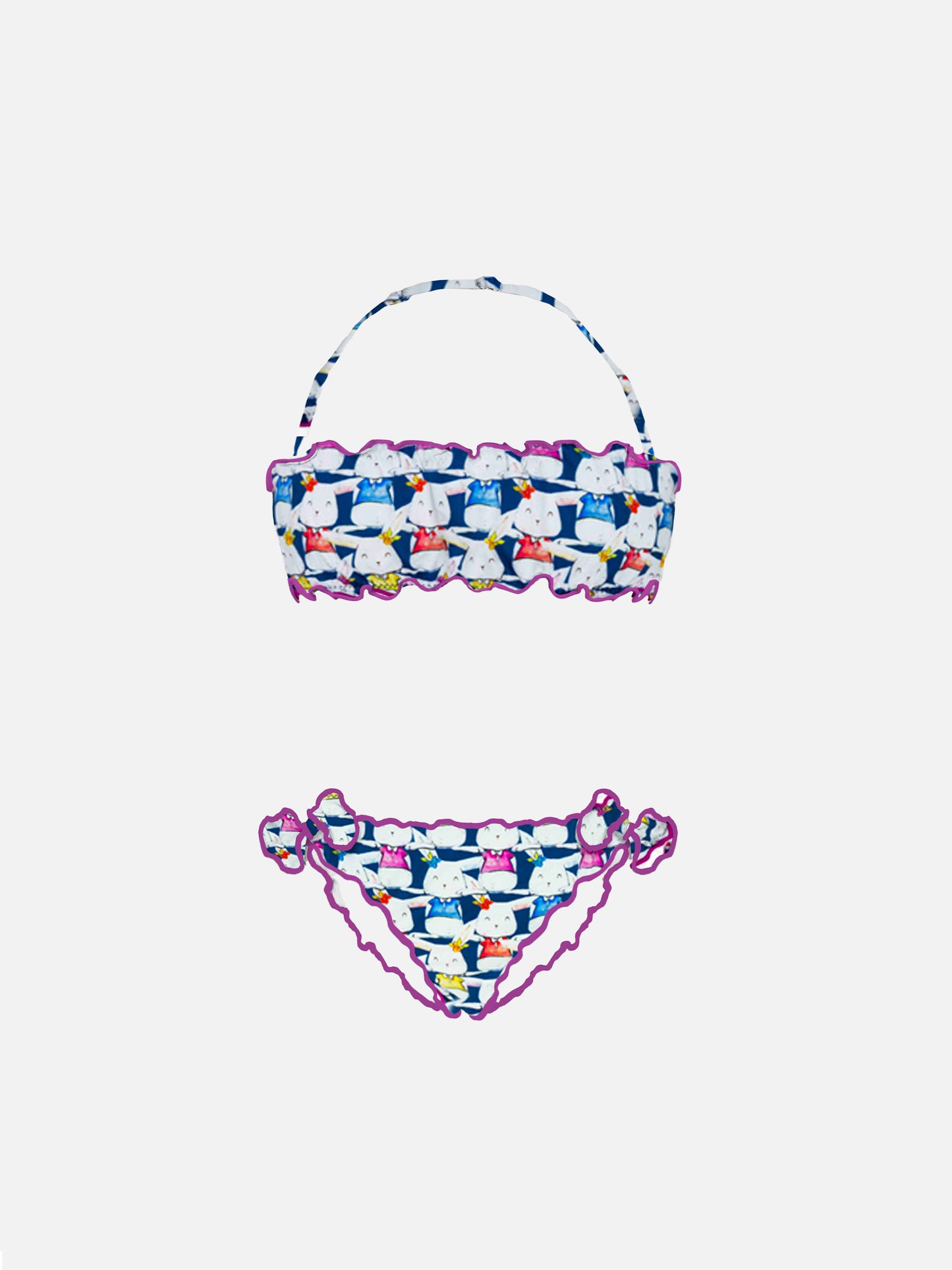 Little Girls Rabbit Print Two Piece Swimsuit - MC2 Saint Barth