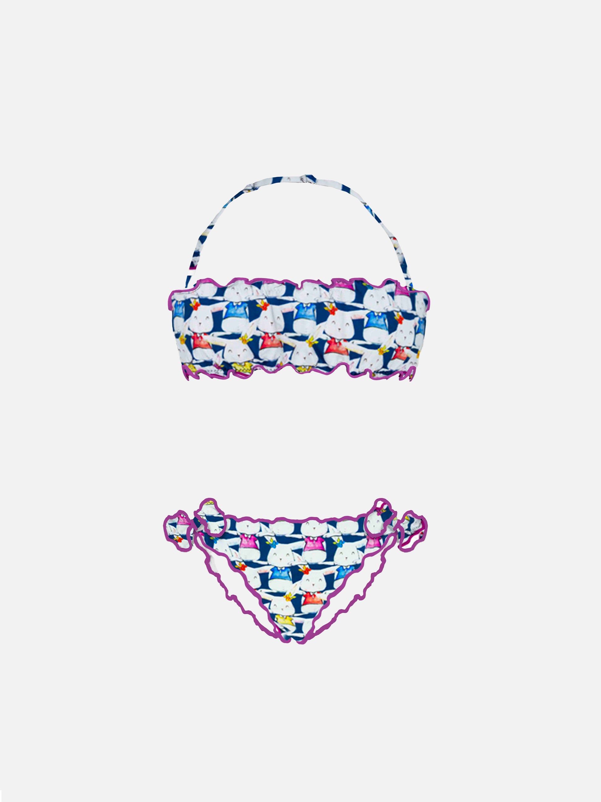 Little Girls Rabbit Print Two Piece Swimsuit - MC2 Saint Barth
