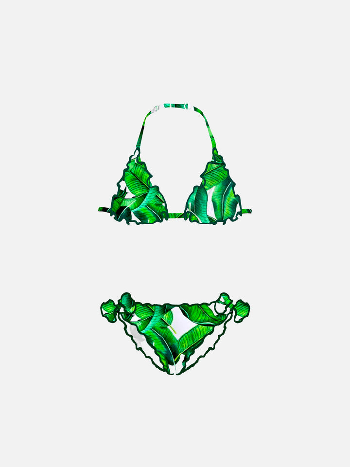 Girl triangle bikini with tropical print - MC2 Saint Barth