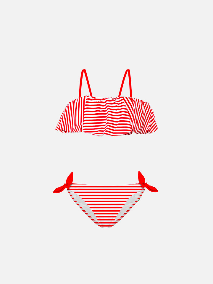 Girls Red Stripes Bikini - MC2 Saint Barth