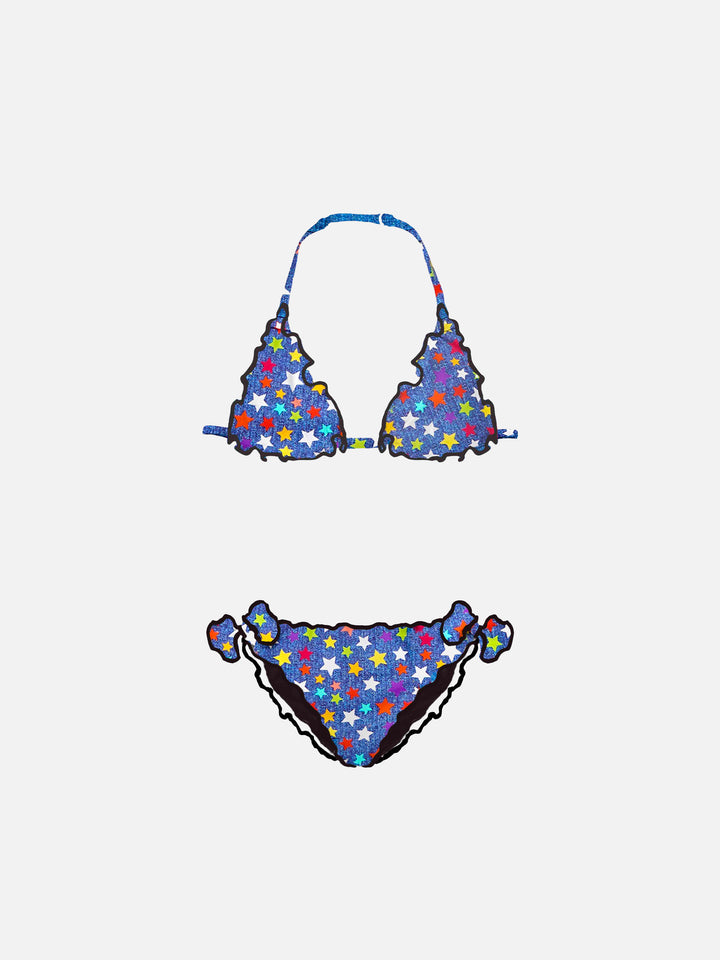Girl triangle bikini with star print - MC2 Saint Barth