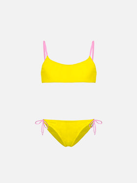 Girl's bralette bikini with St. Barth addicted embroidery - MC2 Saint Barth