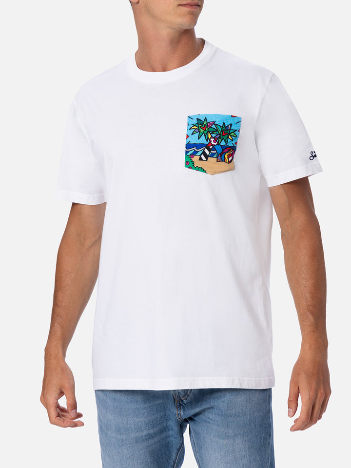 Herren-Baumwoll-T-Shirt Blanche mit aufgedruckter Britto-Tasche | ©BRITTO SPECIAL EDITION