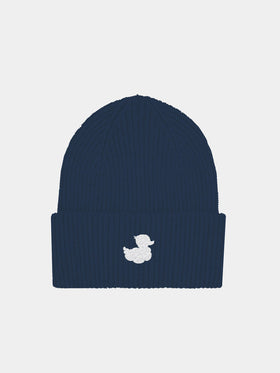 Blue ribbed beanie with ducky patch | COCCOLEBIMBI SPECIAL EDITION - MC2 Saint Barth