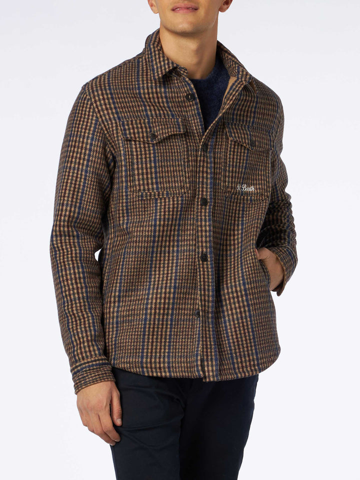Man wooly Prince of Wales overshirt with pockets and patches - MC2 Saint Barth