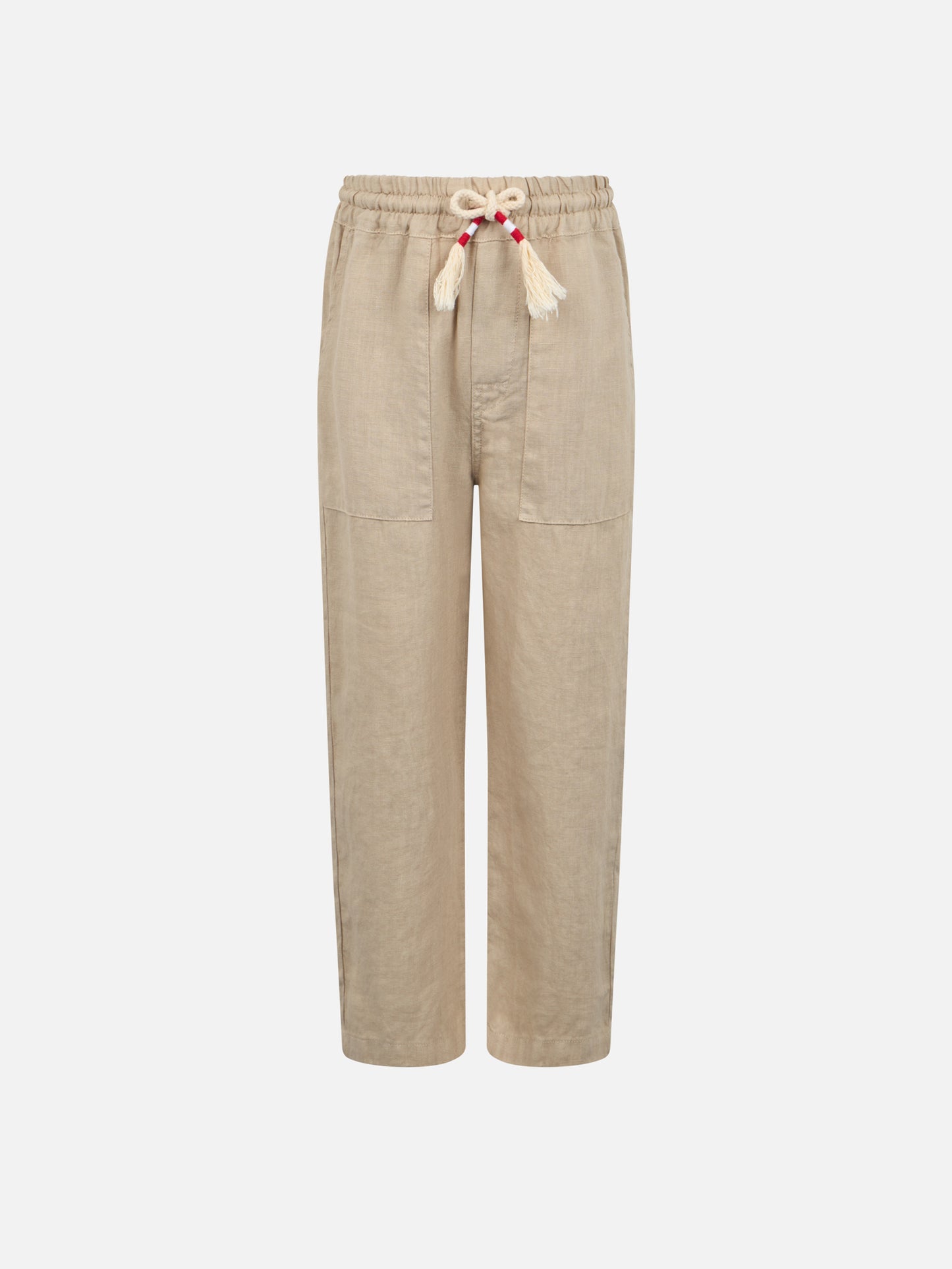 Boy beige linen Calais Jr pants with drawstring - MC2 Saint Barth