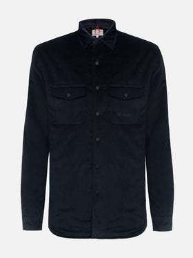 Man navy blue corduroy overshirt Chalet with St. Barth embroidery - MC2 Saint Barth