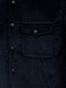 Man navy blue corduroy overshirt Chalet with St. Barth embroidery - MC2 Saint Barth