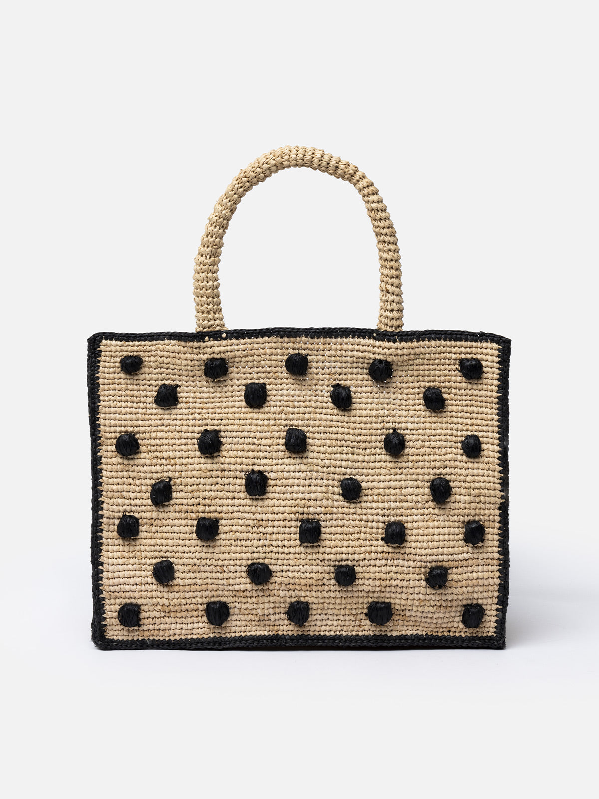 Natural beige Colette Raffia handbag with polka dot appliqués - MC2 Saint Barth