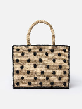 Natural beige Colette Raffia handbag with polka dot appliqués - MC2 Saint Barth