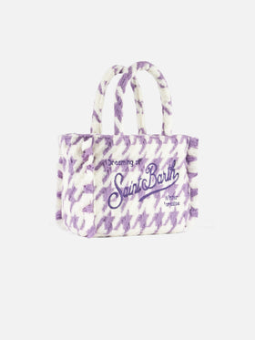 Wooly Colette fringed handbag with pied de poule pattern - MC2 Saint Barth