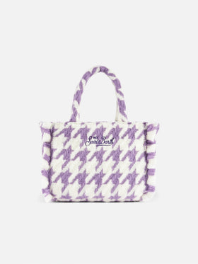 Wooly Colette fringed handbag with pied de poule pattern - MC2 Saint Barth