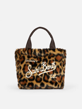 Borsa a mano Colette morbida e pelosa con stampa jacquard animalier
