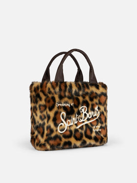 Borsa a mano Colette morbida e pelosa con stampa jacquard animalier