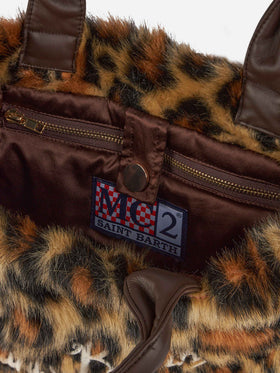 Borsa a mano Colette morbida e pelosa con stampa jacquard animalier