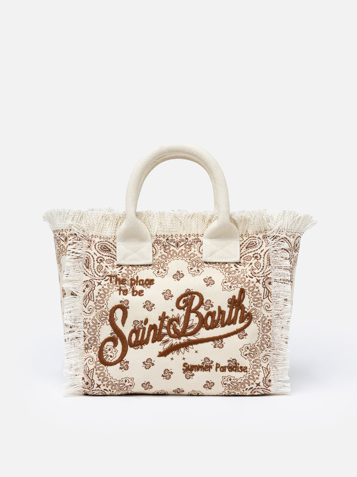Colette cotton canvas handbag with bandanna print - MC2 Saint Barth