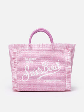 Pink Colette Straw handbag with embroidery