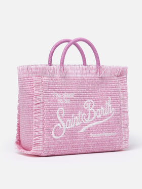 Pink Colette Straw handbag with embroidery