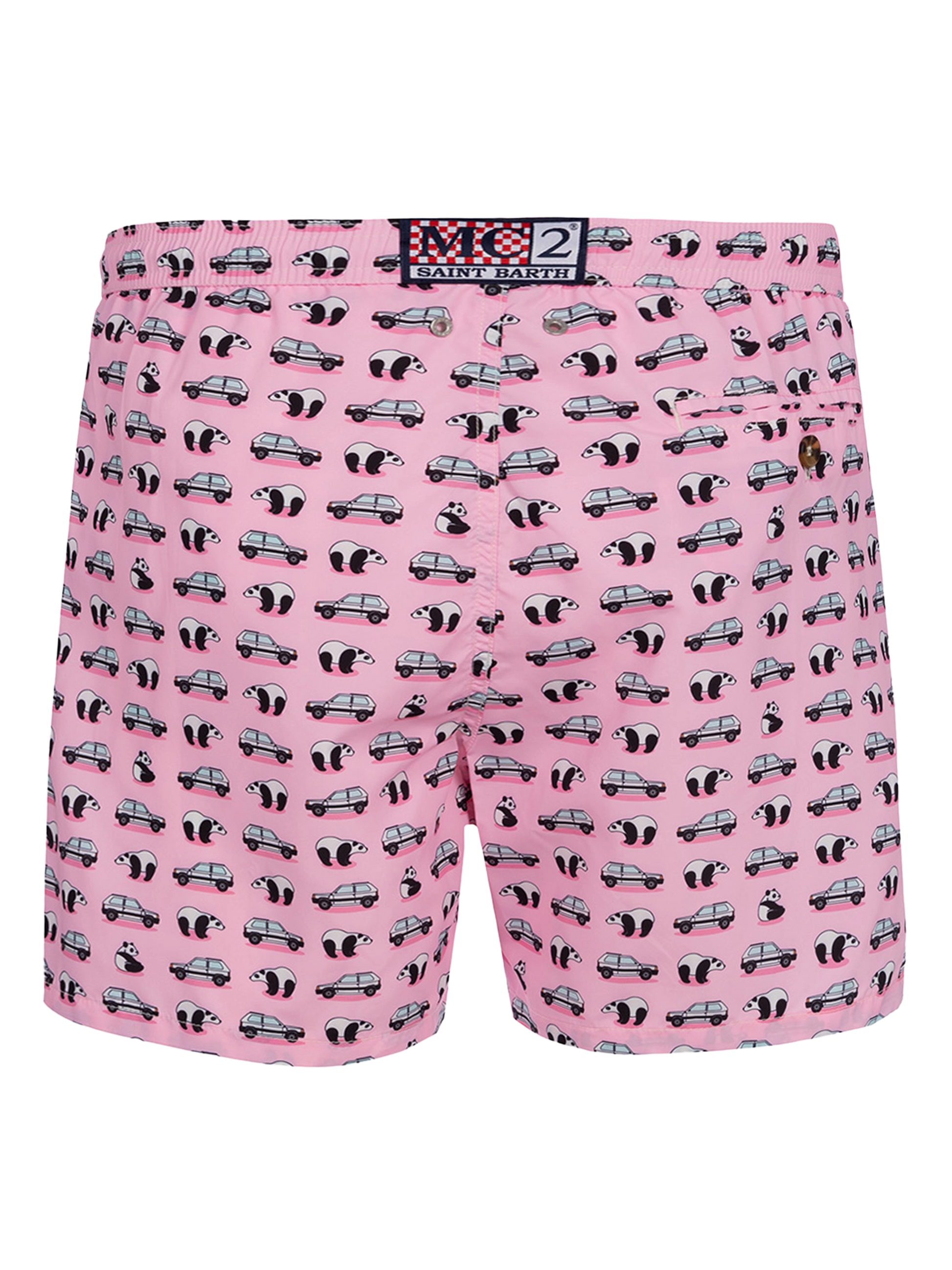 Man lightweight fabric swim-shorts Lighting Micro Fantasy with Panda and panda print | PANDA SPECIAL EDITION - MC2 Saint Barth