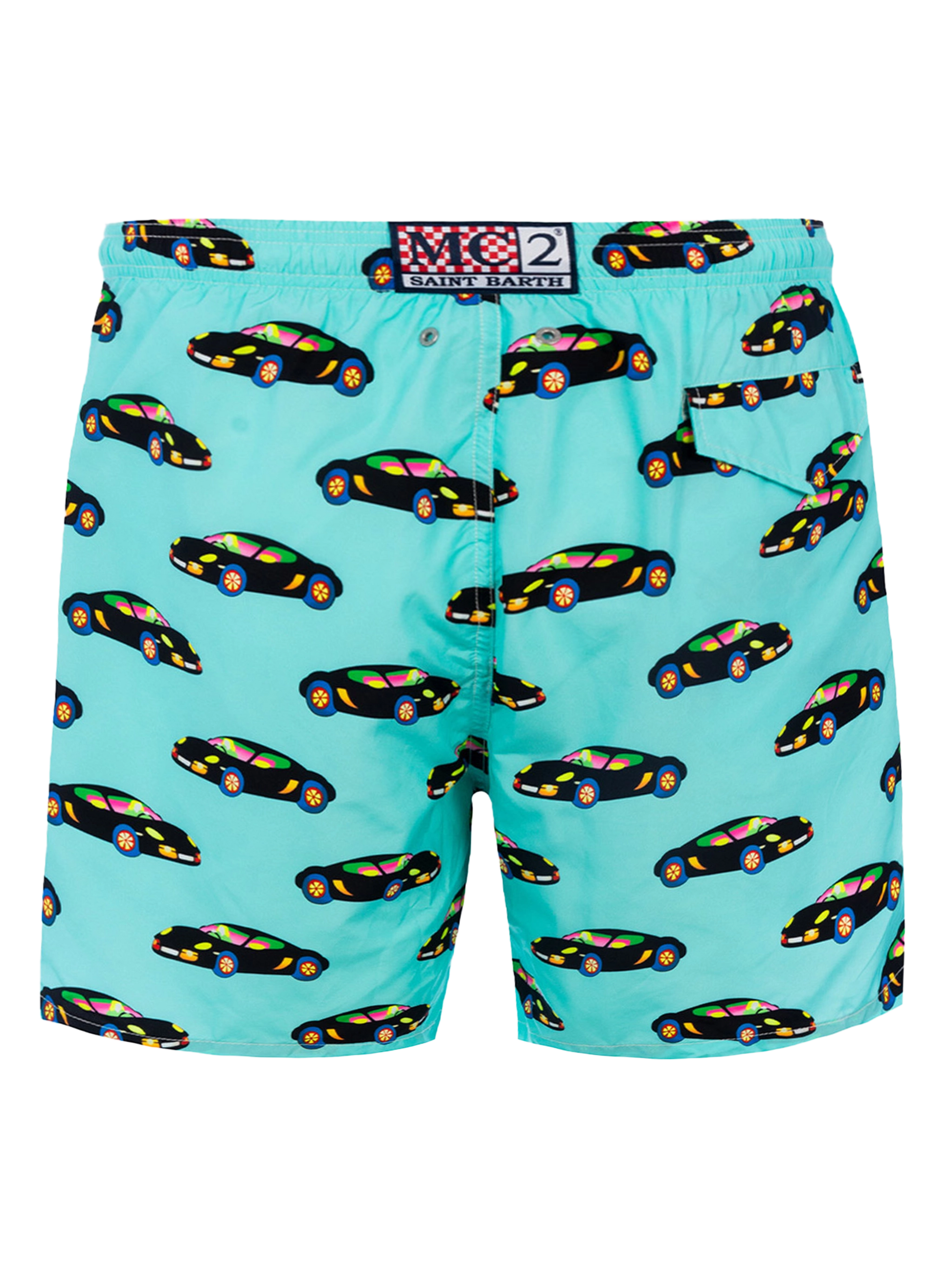 Man lightweight fabric swim-shorts Lighting with Lodola car print |MARCO LODOLA SPECIAL EDITION - MC2 Saint Barth