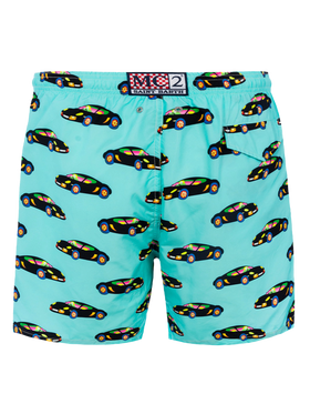 Man lightweight fabric swim-shorts Lighting with Lodola car print |MARCO LODOLA SPECIAL EDITION - MC2 Saint Barth