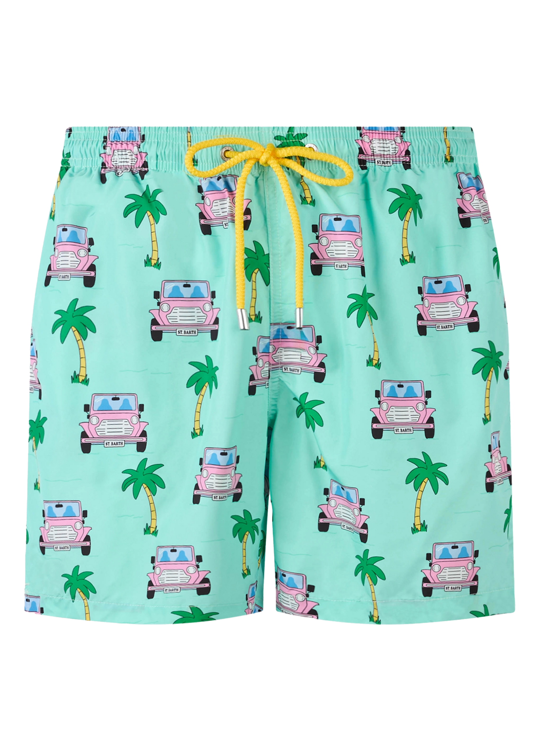 Man lightweight fabric swim-shorts Lighting with off-road car print - MC2 Saint Barth