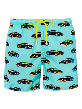 Man lightweight fabric swim-shorts Lighting with Lodola car print |MARCO LODOLA SPECIAL EDITION - MC2 Saint Barth