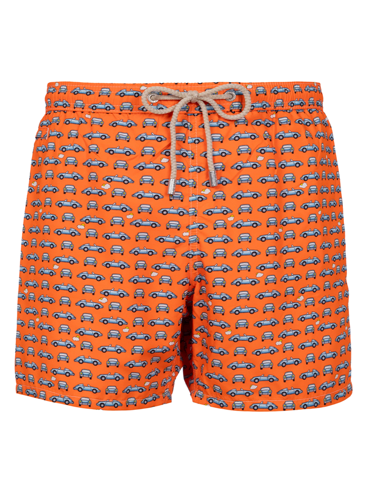 Man lightweight fabric swim-shorts Lighting Micro Fantasy with cars print - MC2 Saint Barth
