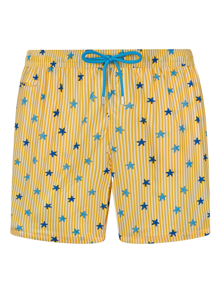 Comfort Light classic stretch swim shorts with starfishes print - MC2 Saint Barth
