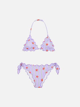 Klassischer Triangel-Bikini für Mädchen Cris mit Seestern-Print 